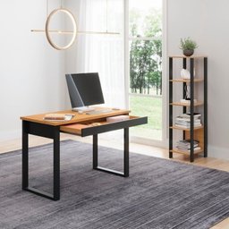 Kit 2 Peças 100% MDF com Escrivaninha e Estante com 5 Prateleiras - 1