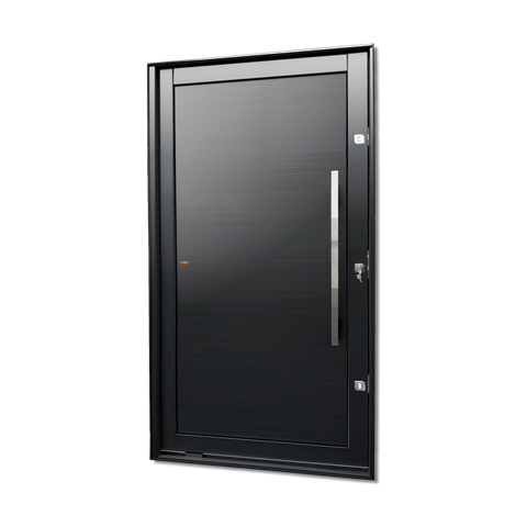 Porta Pivotante Alumínio Lambril c/Puxador Dir. Elite Preto 216x150 Brimak