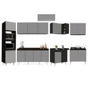 Ver imagem 6 de Armário de Cozinha Modulada de Canto 8 Peças CP08 Balcão com Tampo Preto/Cinza - Lumil Lumil Móveis