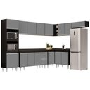 Ver imagem 1 de Armário de Cozinha Modulada de Canto 8 Peças CP08 Balcão com Tampo Preto/Cinza - Lumil Lumil Móveis