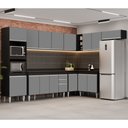 Ver imagem 2 de Armário de Cozinha Modulada de Canto 8 Peças CP08 Balcão com Tampo Preto/Cinza - Lumil Lumil Móveis