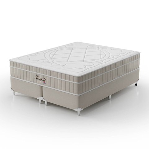 Cama Box King 193x203x59cm Molas Ensacadas Royale Montreal Bege