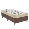 Cama Box Solteiro Suede Marrom + Colchão Solteiro Suede Bege Espuma 88x188x55 - 1
