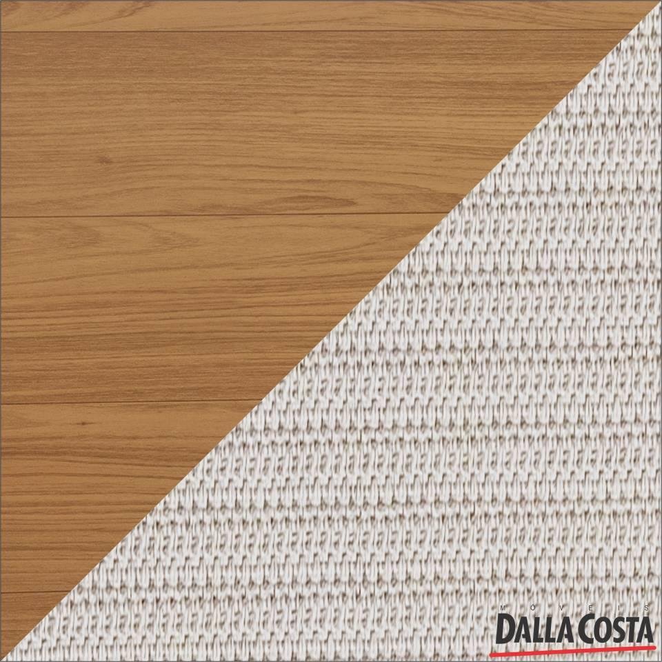 Conjunto de Jantar Mesa 1,80m Mdf e Base Ripada + 4 Cadeiras Cor:freijó com Off White e Bege Rú - 4