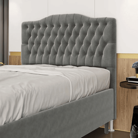 Cabeceira Estofada Decorativa Pollux Para Cama Box 140 Para Cama de Casal Sued Cinza Aradecor