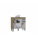 Ver imagem 2 de Balcão 3 Portas e 2 Gavetas Cozinha Armário Compacto 90cm Isadora - Damasco/Offwhite