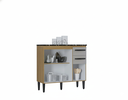 Ver imagem 2 de Balcão 3 Portas e 2 Gavetas Cozinha Armário Compacto 90cm Isadora - Damasco/Offwhite