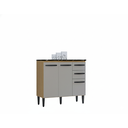 Ver imagem 1 de Balcão 3 Portas e 2 Gavetas Cozinha Armário Compacto 90cm Isadora - Damasco/Offwhite