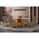 Ver imagem 1 de Conjunto: Mesa de Cozinha Nevada Curvo 180cm + 6 Cadeiras Dakota Madeira Naturale/off White -