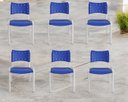Ver imagem 1 de Kit com 6 Cadeiras Iso para Escola Escritório Comércio Azul Base Branca Ecomhome