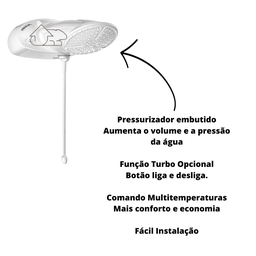 Ducha Chuveiro Top Jet Turbo Multi Temperaturas 220v 7500w - 2