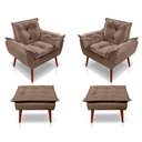 Ver imagem 1 de Kit C-02 Poltronas Opala + 02 Puff Opala Elegante Suede Cappuccino