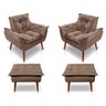 Kit C-02 Poltronas Opala + 02 Puff Opala Elegante Suede Cappuccino - 1