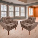 Ver mais imagens de Kit C-02 Poltronas Opala + 02 Puff Opala Elegante Suede Cappuccino