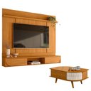 Ver imagem 1 de Painel para Tv Aura Cinamomo com Mesa de Centro Indianápolis Cinamomo Off White - Madetec