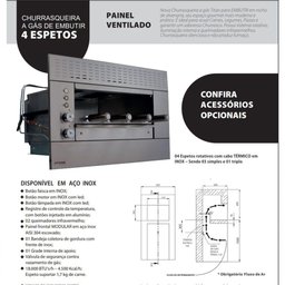 Churrasqueira a Gás de Embutir 4 Espetos Painel Glp 220v - 3