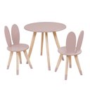 Ver imagem 2 de Conj Mesa 2 Cadeiras Coelho Infantil MDF15MM Pés Pinus:Rosê