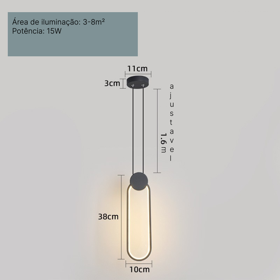 Luminária de Teto para Quarto Pendente Led Moderna Lustre para Cabeceira, Corredor - 3