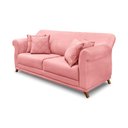 Ver imagem 1 de Sofá 3 Lugares Pé de Madeira Julieta 220 Cm Veludo Rosa S04 - D'Rossi