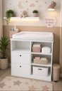 Ver imagem 3 de Cômoda Trocador de Bebê Infantil Branco com 2 Gavetas e Nichos Organizadores em MDF