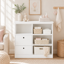 Ver imagem 1 de Cômoda Trocador de Bebê Infantil Branco com 2 Gavetas e Nichos Organizadores em MDF
