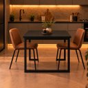 Ver imagem 4 de Mesa de Jantar Reforçada Industrial 140x80cm Tampo Preto Pés Preto