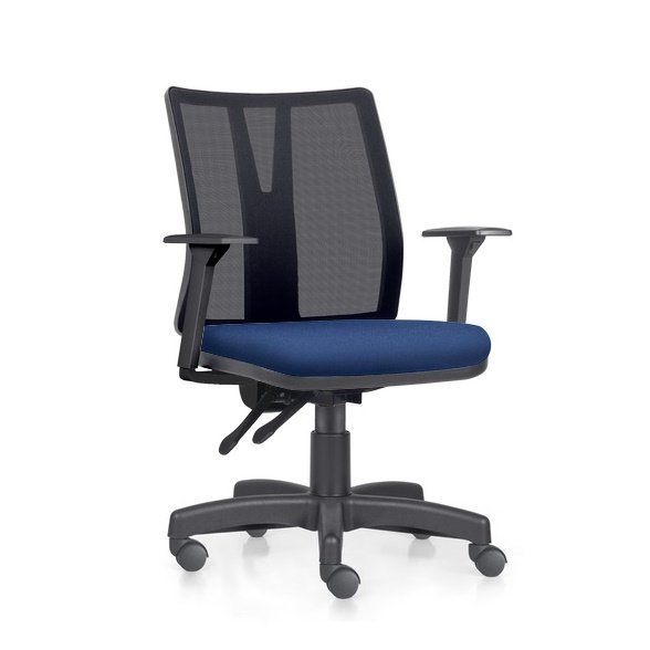 Cadeira Addit Ergonômica - 4124 Nr17 da ABNT com regulagem de Braço (Tecido Crepe cor: Azul)