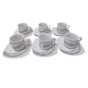 Ver imagem 1 de Jogo 6 Xícaras e Pires Café 50ml Porcelana Italiana Bugatti