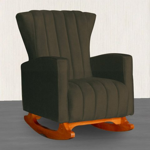 Poltrona Estofada de Balanço Melinda Suede Marrom - Lm Decor