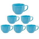 Ver imagem 1 de Conjunto 6 Xicaras de Porcelana Prisma Café Chá 200ml - Kit 06 Leite Colorida Caneca - Panami:azul