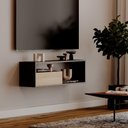 Ver imagem 2 de Estante Rack para Tv Sala Quarto Roma Preto com Carvalho