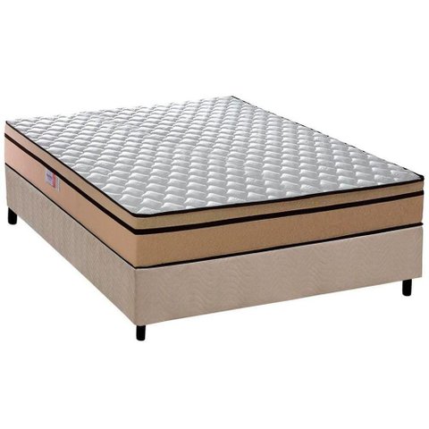 Cama Box Casal: Colchão Ortopédico Plumatex D45 / Anatômico Selectus + Base Crc Suede Clean (