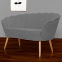 Ver imagem 4 de Namoradeira Decorativa Pétala Suede Cinza Pés Madeira Mz Decor