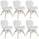 Ver imagem 1 de Kit 6 Cadeiras Estofadas Charles Eames Eiffel Slim Wood Confort Branco Multicolorido