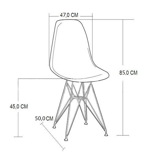 Mesa Jantar Industrial Retangular 137x90cm Preta Base V c/ 6 Cadeira Eames Eiffel Pretas Base Cobre - 6