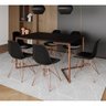 Mesa Jantar Industrial Retangular 137x90cm Preta Base V c/ 6 Cadeira Eames Eiffel Pretas Base Cobre - 1