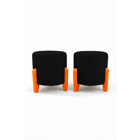 Kit com 2 Puff's Redondo Confortável Minimalista Thor Linho