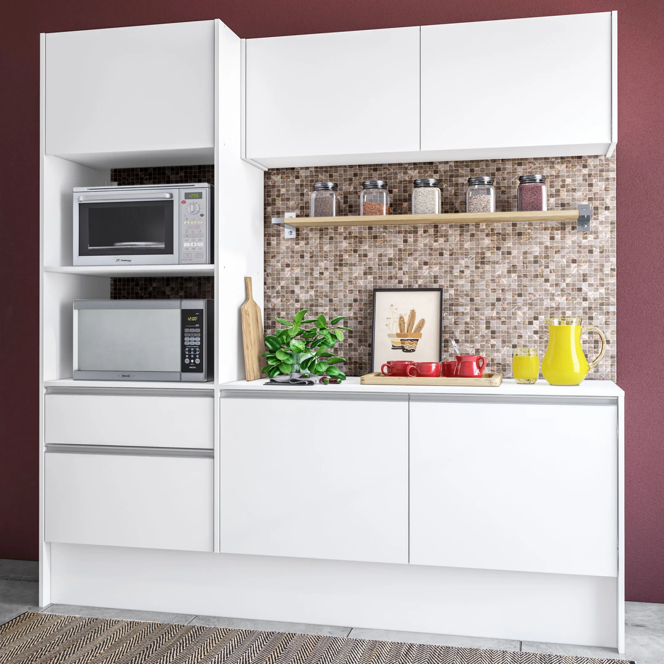 Cozinha Compacta 1 Armário Aéreo 1 Torre Quente 1 Balcão Évora Politorno