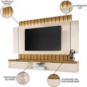 Ver imagem 3 de Painel para Tv Suspenso 70 Pol. Illuna H01 Off White/cinamomo - Mpozenato
