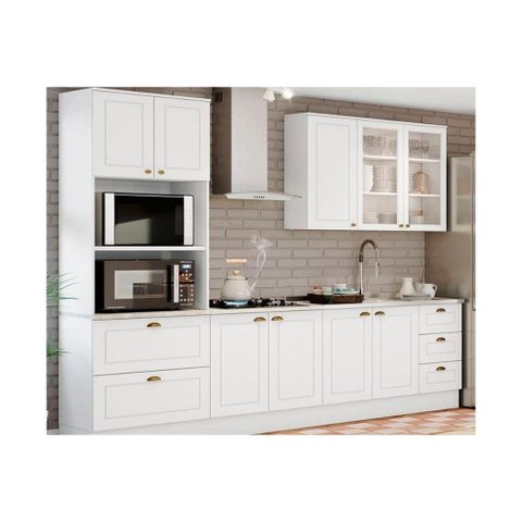Kit de Cozinha Modulada 5 Peças Americana (Torre Quente + 1 Aéreo + 2 Balcões + 1 Tampo p/