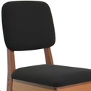 Ver imagem 3 de Kit 8 Cadeira de Jantar Estofada Ravi Linho Preto Base de Madeira Nature
