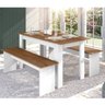 Conjunto Sala de Jantar 1 Mesa 135cm 2 Bancos Primor  - 1
