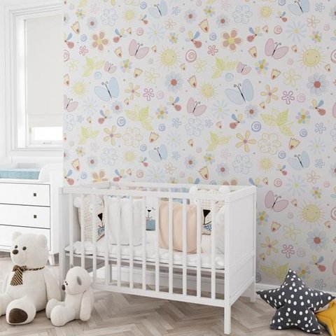 Papel de Parede Infantil Decoração Borboletas Encantadas Gh Papel de Parede 2,5m