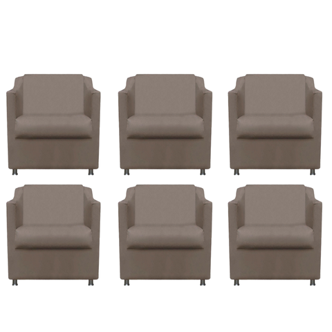 Kit 6 Poltronas Bia Decorativa Reforçada Recepção Clinica Salão Sala de Estar Suede:capuccino