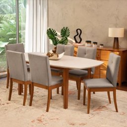Conjunto Mesa Tiê e 6 Cadeiras Tiê Maxx CabeCasa MadeiraMadeira - 1