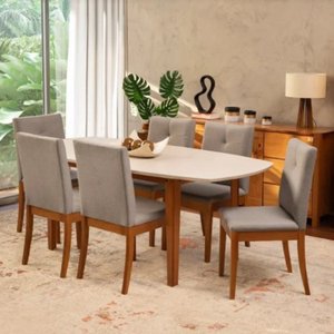 Conjunto Mesa Tiê e 6 Cadeiras Tiê Maxx CabeCasa MadeiraMadeira