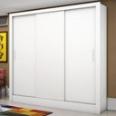 Ver imagem 1 de Guarda-Roupa Solteiro Porto 3 Portas de Correr 6 Prateleiras Branco -