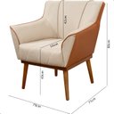 Ver imagem 6 de Kit 2 Poltrona Sala Liz Linho Bege e Corino Caramelo Base Madeira Castanho