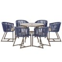 Ver imagem 1 de Mesa com 6 Cadeiras de Jantar Roma 120cm e Noronha em Alumínio Marrom Corda Náutica Estofado 6 Trama