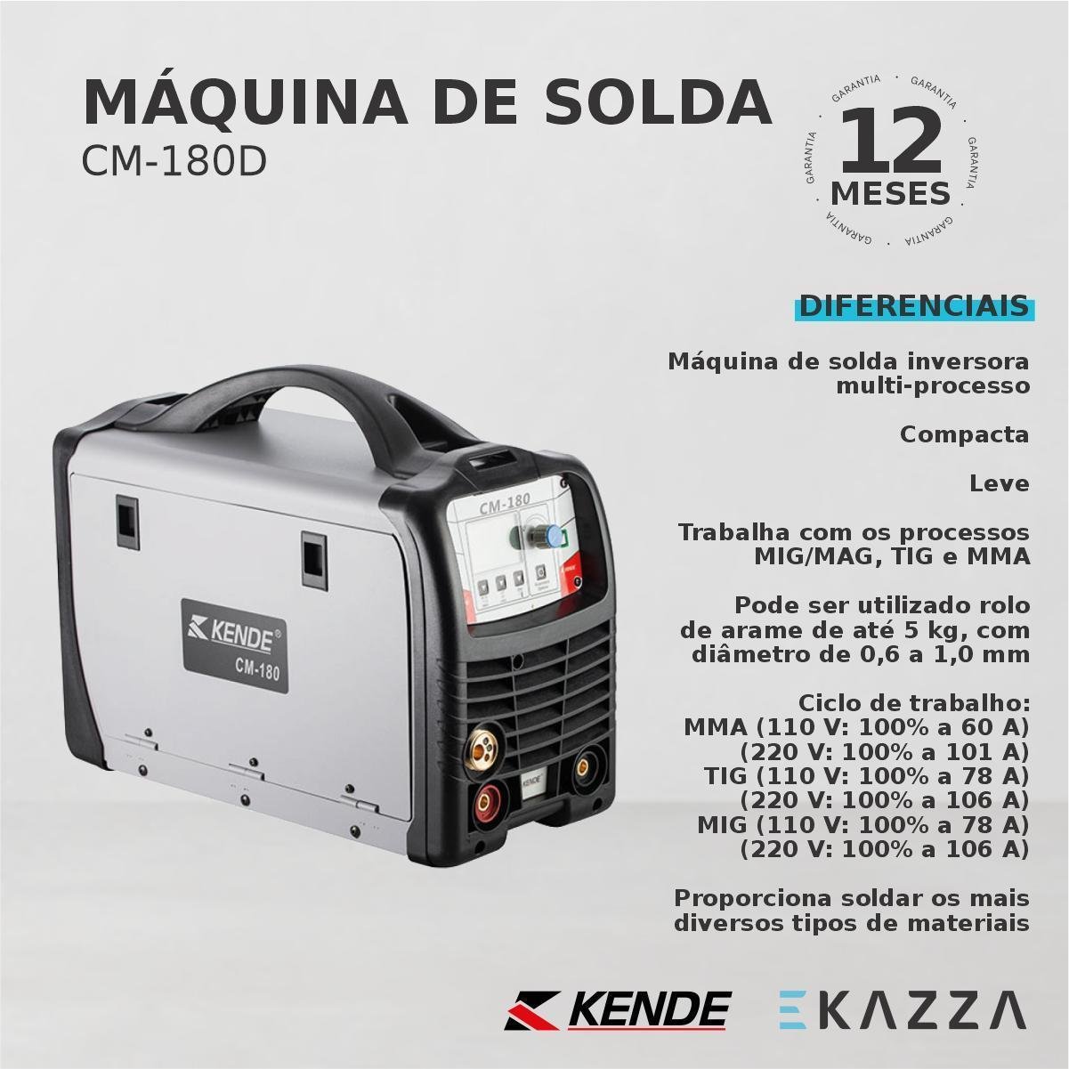 Máquina Solda Inversora Multi-processo Cm-180d Mma - Kende - 3